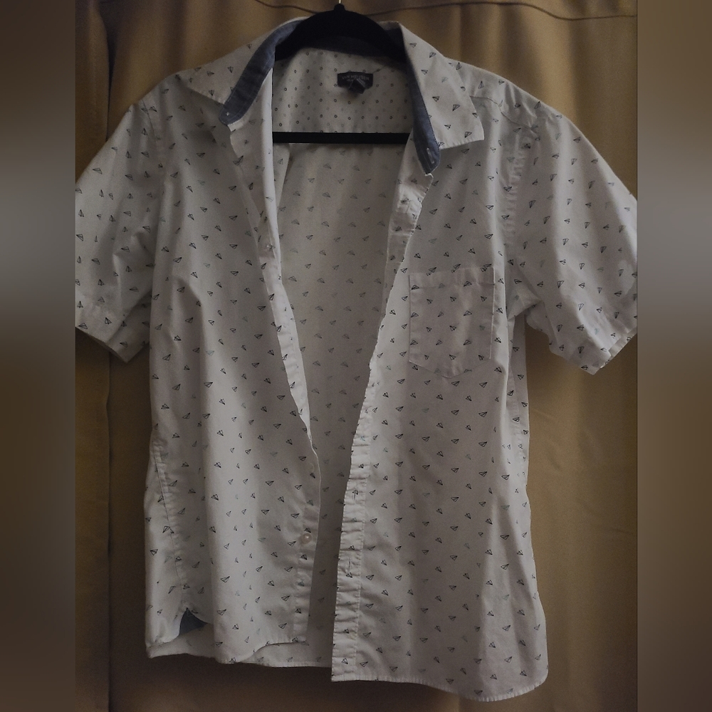 Van Heusen Never Tuck Large 16/16.5 Plaid Short Sleeve Shirt